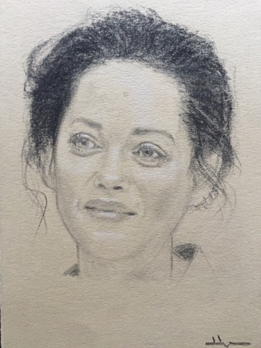 Desenho intitulada "Portrait de Marion…" por Dominique Dève, Obras de arte originais, Lápis