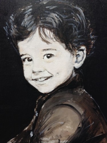 Painting titled "Portrait of a child" by Dominique Dève, Original Artwork, Acrylic