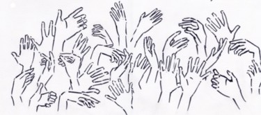 Dessin intitulée "Mains levées" par Dominique Dève, Œuvre d'art originale, Marqueur