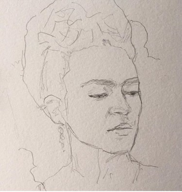 Drawing titled "Portrait of Frida K…" by Dominique Dève, Original Artwork, Pencil