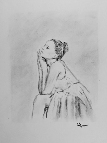 Drawing titled "Dancer" by Dominique Dève, Original Artwork, Charcoal