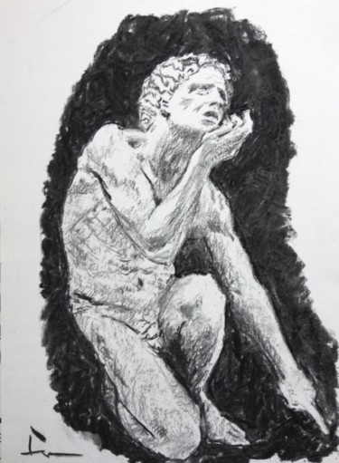 Drawing titled "Anatomy Study" by Dominique Dève, Original Artwork, Charcoal