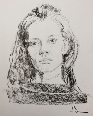 Drawing titled "Quick Sketch" by Dominique Dève, Original Artwork, Charcoal