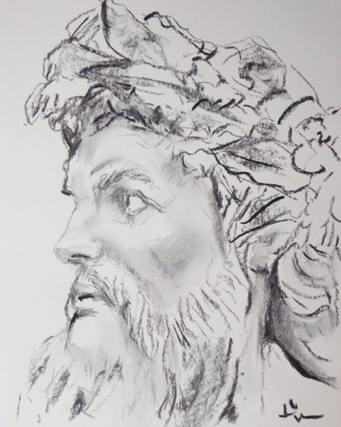 Disegno intitolato "Classic Study, Zeus…" da Dominique Dève, Opera d'arte originale, Carbone