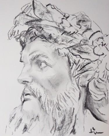 Drawing titled "Classic Study, Zeus…" by Dominique Dève, Original Artwork, Charcoal