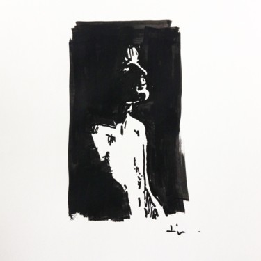 Drawing titled "Man in Black" by Dominique Dève, Original Artwork, Marker