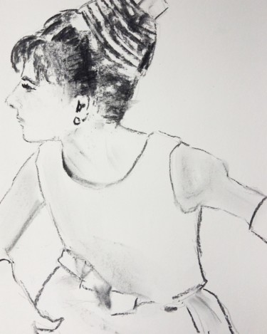 Drawing titled "Audrey Hepburn in h…" by Dominique Dève, Original Artwork, Charcoal