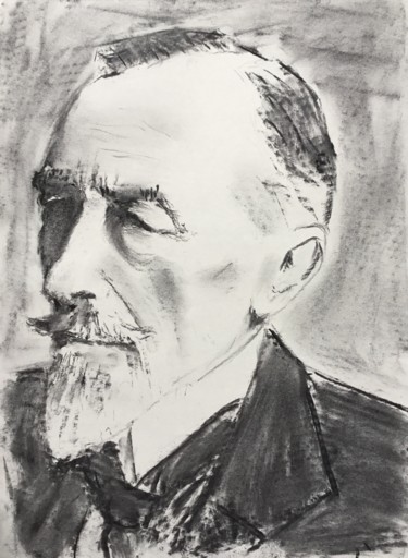 Drawing titled "Joseph Conrad" by Dominique Dève, Original Artwork, Charcoal