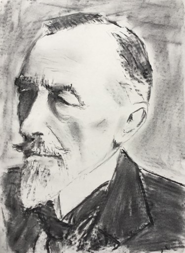 Joseph Conrad Drawing titled "Joseph Conrad" by Dominique Dève, Original Art, Charcoal