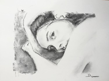 Drawing titled "Berenice" by Dominique Dève, Original Artwork, Charcoal