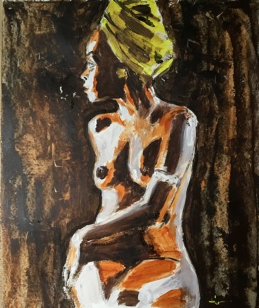 Painting titled "Yellow" by Dominique Dève, Original Artwork, Acrylic