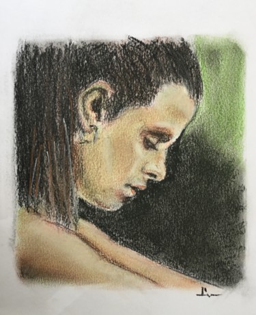 Drawing titled "Profil" by Dominique Dève, Original Artwork, Pastel