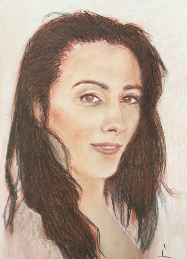 Dessin intitulée "Portrait of Simone" par Dominique Dève, Œuvre d'art originale, Pastel
