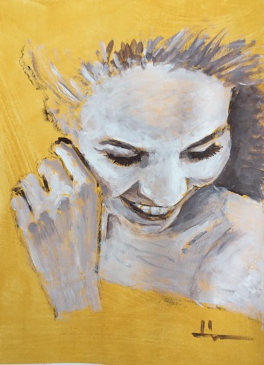 Painting titled "Study in Ochre" by Dominique Dève, Original Artwork, Acrylic