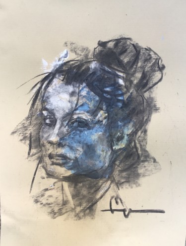 Drawing titled "Color Shadow 3" by Dominique Dève, Original Artwork, Charcoal