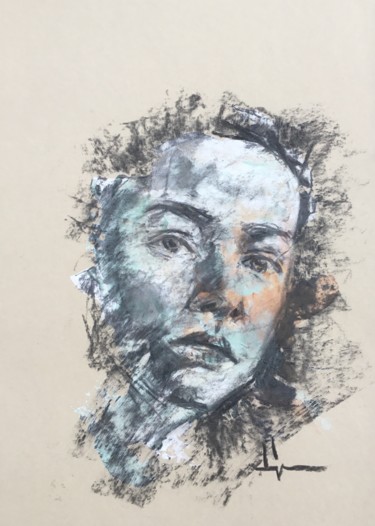 Drawing titled "Look at Me" by Dominique Dève, Original Artwork, Charcoal