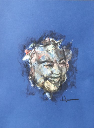 Drawing titled "Laughter" by Dominique Dève, Original Artwork, Charcoal