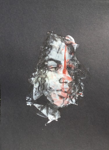 Dessin intitulée "Splash Face 2" par Dominique Dève, Œuvre d'art originale, Fusain