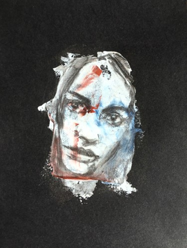 Drawing titled "Splash Face 3, In T…" by Dominique Dève, Original Artwork, Charcoal