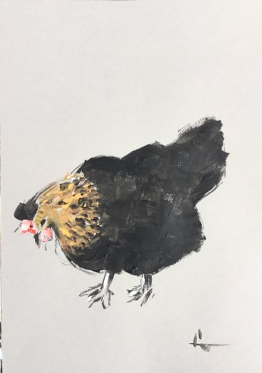 Картина под названием "Chicken Study 2" - Dominique Dève, Подлинное произведение искусства, Акрил