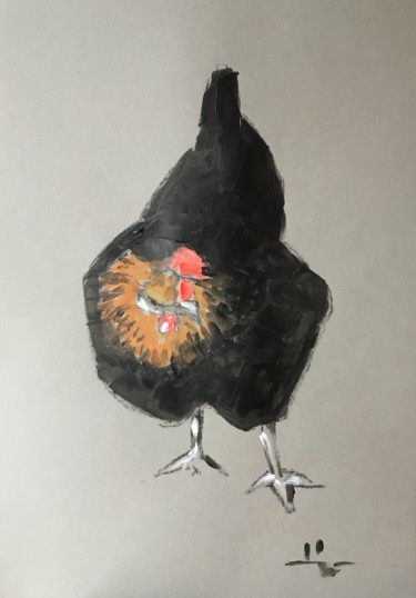 Malerei mit dem Titel "Chicken Study 3" von Dominique Dève, Original-Kunstwerk, Acryl