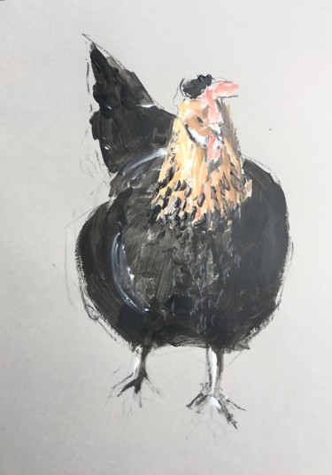 Peinture intitulée "Chicken Study 5" par Dominique Dève, Œuvre d'art originale, Acrylique