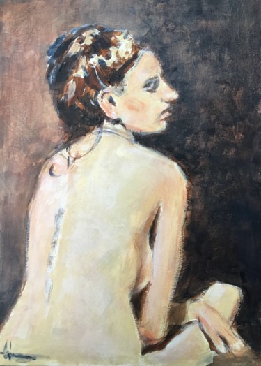 Malerei mit dem Titel "Nu assis" von Dominique Dève, Original-Kunstwerk, Acryl