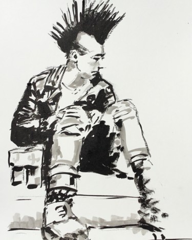 Pintura intitulada "Punk Attitude" por Dominique Dève, Obras de arte originais, Tinta