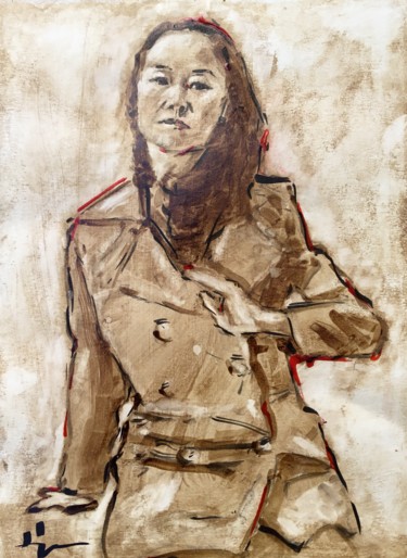 Peinture intitulée "Yvonne" par Dominique Dève, Œuvre d'art originale, Encre