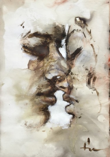 Peinture intitulée "Kiss" par Dominique Dève, Œuvre d'art originale, Acrylique