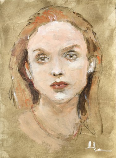 Pintura intitulada "Une fille rousse" por Dominique Dève, Obras de arte originais, Acrílico