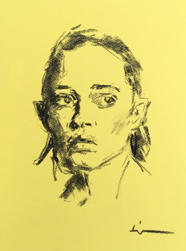 Dessin intitulée "5 Minutes Sketch" par Dominique Dève, Œuvre d'art originale, Fusain