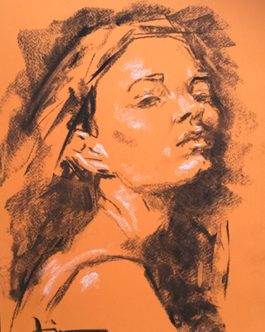 Drawing titled "Classic Vibe" by Dominique Dève, Original Artwork, Charcoal