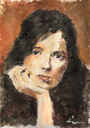 Schilderij getiteld "Portrait Study 1" door Dominique Dève, Origineel Kunstwerk, Acryl