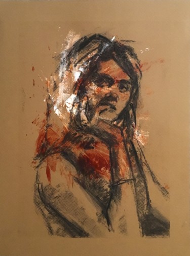 Painting titled "Brooklyn" by Dominique Dève, Original Artwork, Charcoal