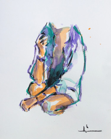 Painting titled "Incognito" by Dominique Dève, Original Artwork, Ink