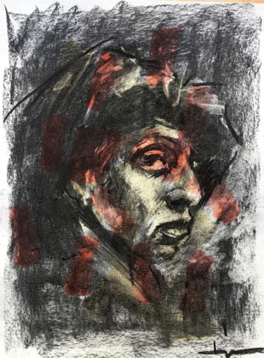 Drawing titled "Colored Dark" by Dominique Dève, Original Artwork, Charcoal
