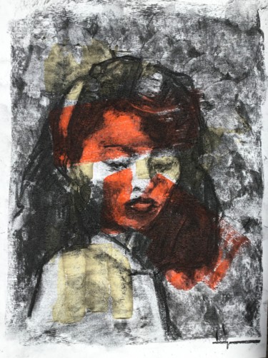 Drawing titled "Colored Dark 4" by Dominique Dève, Original Artwork, Charcoal