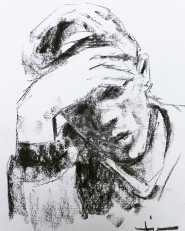 Disegno intitolato "The Hand" da Dominique Dève, Opera d'arte originale, Carbone