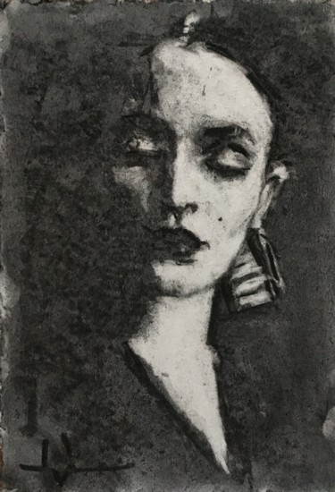 Disegno intitolato "Lidie2" da Dominique Dève, Opera d'arte originale, Carbone