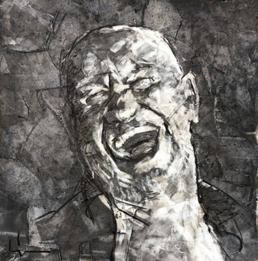 Drawing titled "The Laughter" by Dominique Dève, Original Artwork, Charcoal