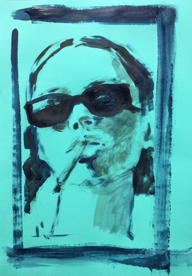 Malerei mit dem Titel "Glasses & Cigarette" von Dominique Dève, Original-Kunstwerk, Acryl