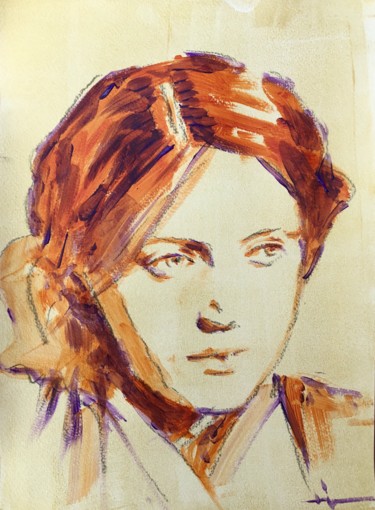 Painting titled "La Jeune Femme" by Dominique Dève, Original Artwork, Acrylic