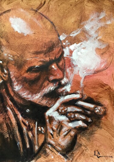 Pintura titulada "Le Cigare" por Dominique Dève, Obra de arte original, Acrílico