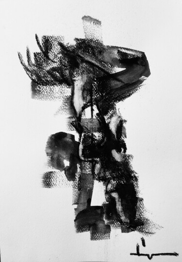 Рисунок под названием "Profil2" - Dominique Dève, Подлинное произведение искусства, Древесный уголь