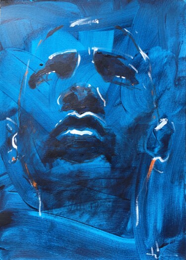 Картина под названием "L’Homme Bleu 2" - Dominique Dève, Подлинное произведение искусства, Акрил