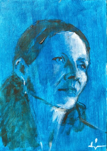 Painting titled "Femme en Bleu" by Dominique Dève, Original Artwork, Acrylic