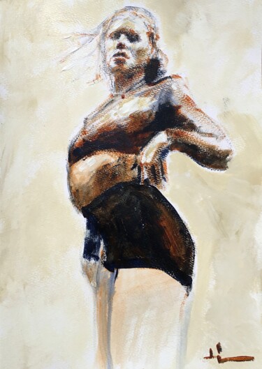 Painting titled "Dancer Study" by Dominique Dève, Original Artwork, Acrylic