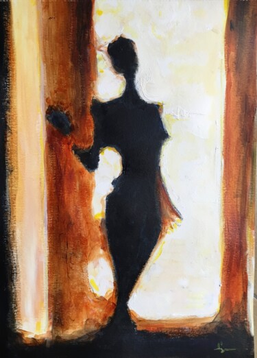 Painting titled "Silhouette #3, Hello" by Dominique Dève, Original Artwork, Acrylic