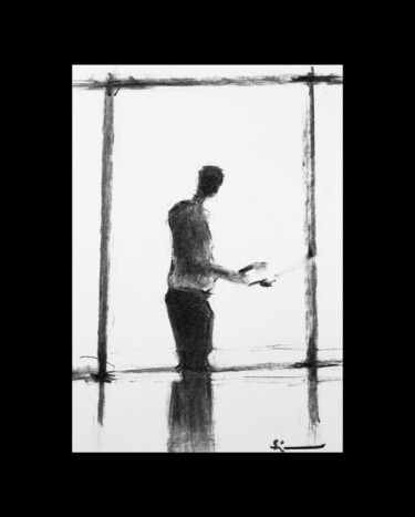 Dessin intitulée "Silhouette #4, Conf…" par Dominique Dève, Œuvre d'art originale, Fusain
